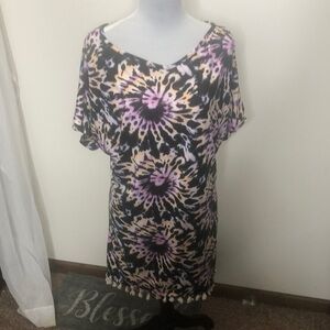Eldridge boho tunic, long shirt, dress tie dye short sleeve size small​